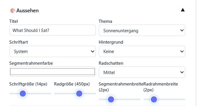 Screenshot der Erscheinungs-Einstellungen mit Themen, Farben, Schriften und visueller Anpassung